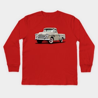 Cameo Cream and Red Pickup Truck Chevy Ford Kids Long Sleeve T-Shirt